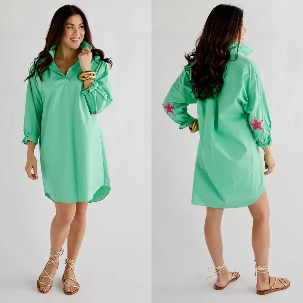 Caryn Lawn Poplin Cotton Preppy Star Dress